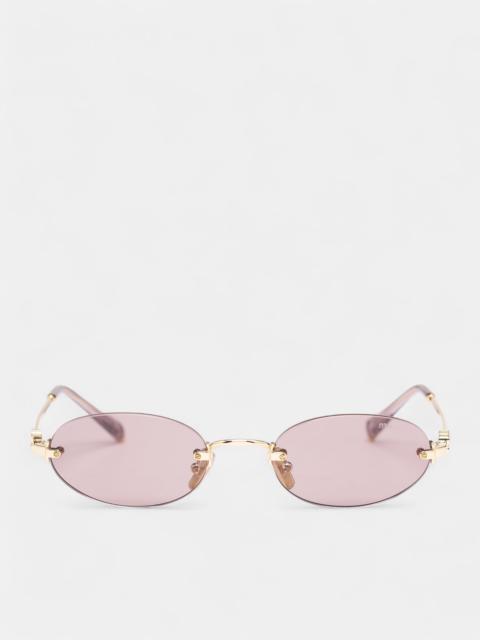 Miu Miu Gold-Tone Metal Oval Sunglasses