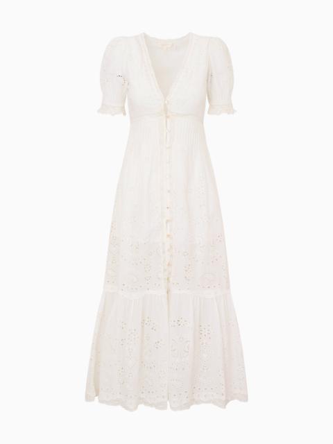 LoveShackFancy Tarragon Cotton Bandana Eyelet Midi Dress