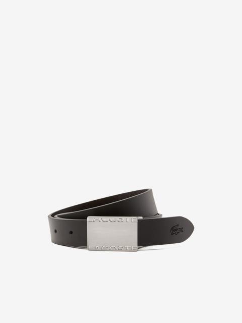 LACOSTE buckle-logo leather belt