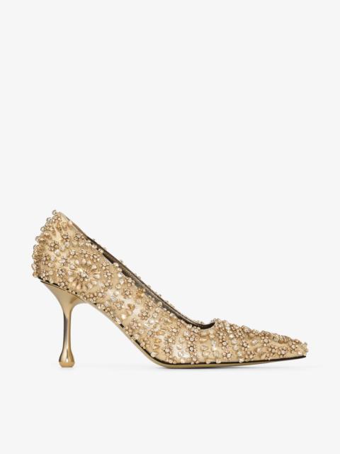 Ixia 80
Gold Mix Metallic Nappa Leather Pumps with Crystal Embroidery