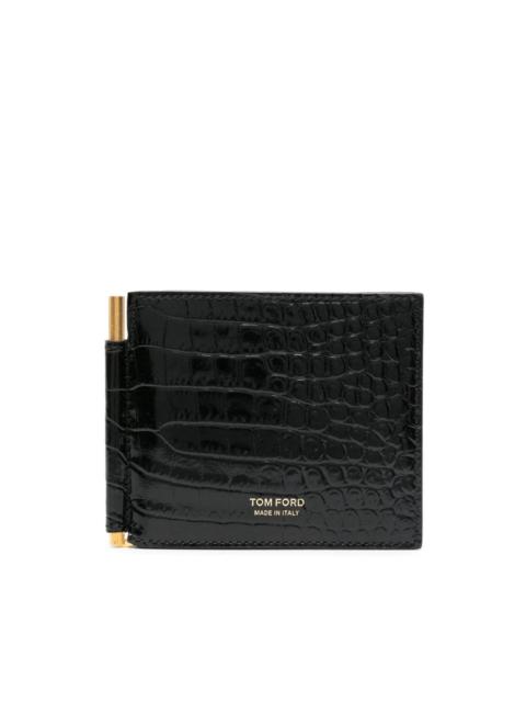 crocodile-embossed leather wallet