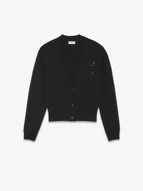 monogram embroidered cardigan in cashmere