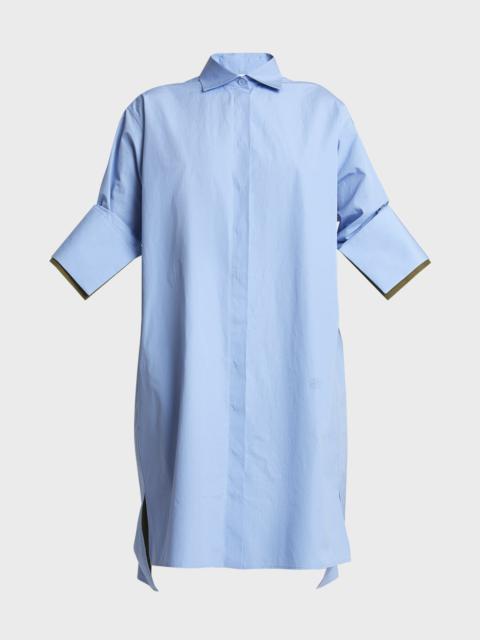 Button-Front Shirtdress with Turned-Up Sleeves