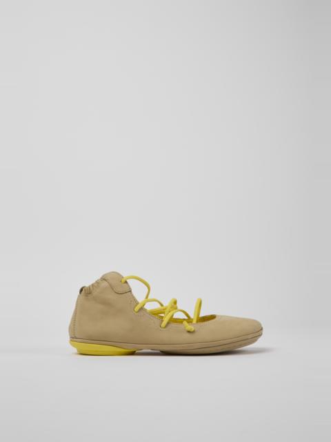 CAMPER Right Beige and yellow nubuck shoes for women