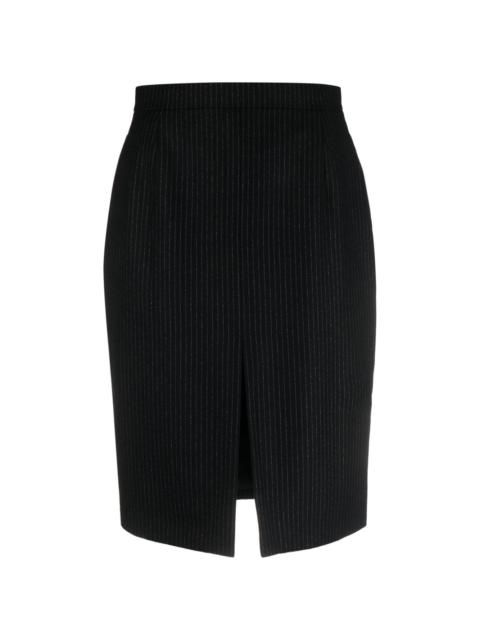 pinstripe-pattern high-waisted pencil skirt