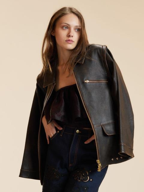 CYNTHIA ROWLEY Winona Leather Oversized Jacket