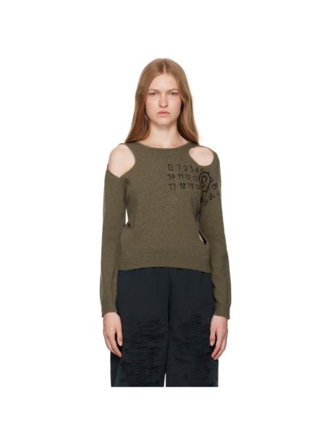 MM6 Maison Margiela Khaki Cut Outs Sweater