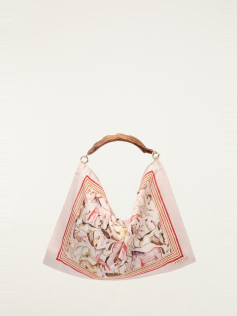 FARM RIO Soft Pink Horses Satin Small Scarf Bag