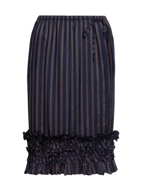Dries Van Noten Women's Scotts Ruffle-Trim Striped Knee-Length Skirt - Navy