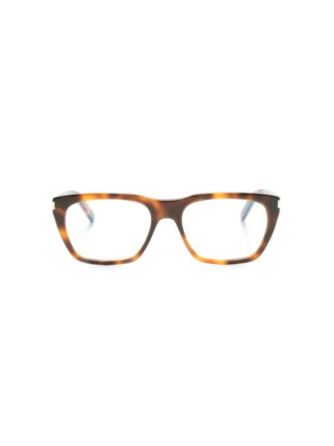 tortoiseshell-effect square-frame glasses