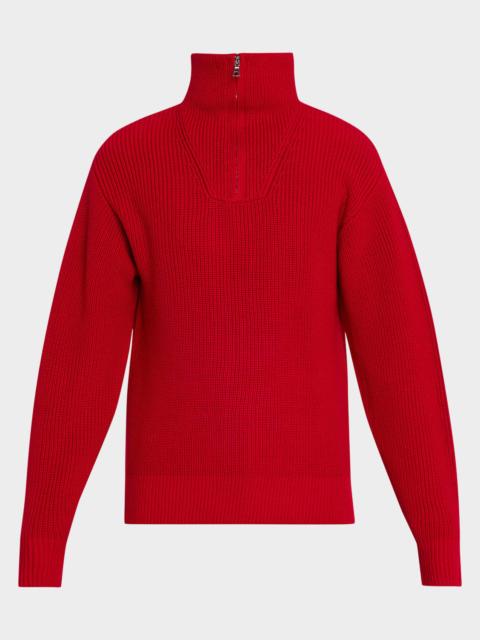 OFFICINE GÉNÉRALE Men's Tarek Wool Rib Trucker-Collar Sweater