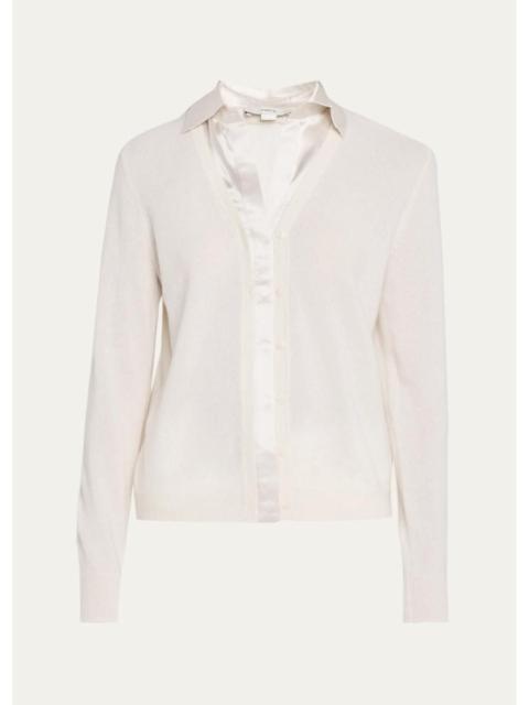 Vince Mixed-Media Cashmere Cardigan