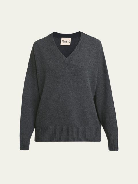 V-Neck Colorblock Cashmere Sweater