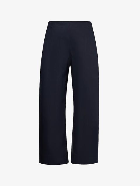 Wide-leg high-rise cotton-twill sailor trousers