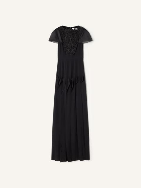 Lanvin EMBROIDERED BIB DRESS IN SILK GEORGETTE