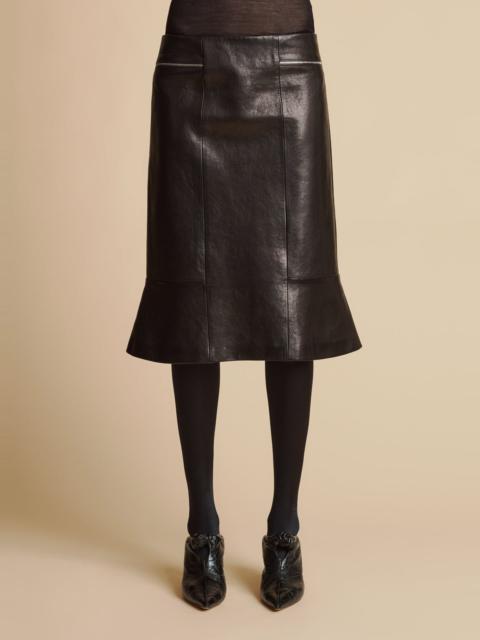KHAITE The Francine Skirt in Black Leather
