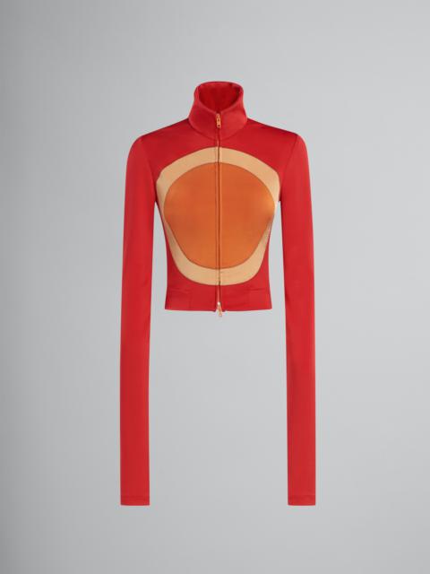 Marni RED JERSEY JACKET WITH CIRCLE INLAYS