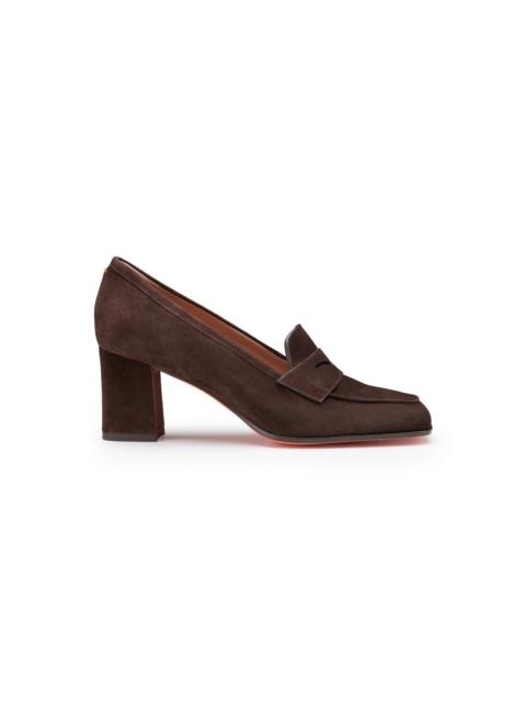 Santoni Women's dark brown suede high-heel pump