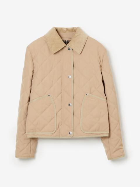 Corduroy Collar Diamond Quilted Cropped Barn Jacket