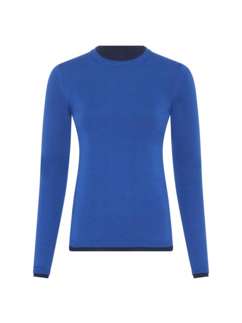 Leif Reversible Knit Sweater in Electric Navy & Cobalt Cashmere Silk