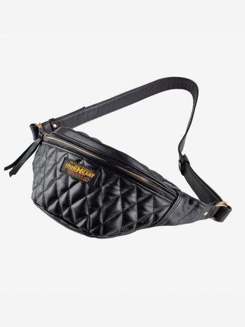 Iron Heart IHE-45-BLK Diamond Stitched Leather Waist Bag - Black