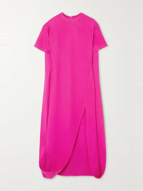 Cape-effect silk-cady maxi dress