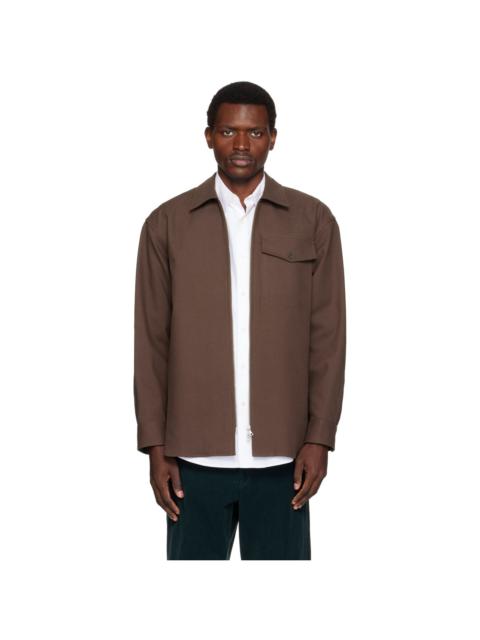 Dries Van Noten Brown Zip Shirt
