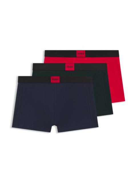 HUGO THREE-PACK OF STRETCH-COTTON TRUNKS