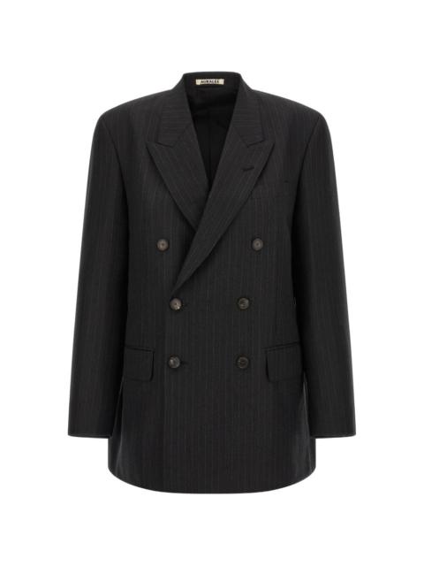 AURALEE Pinstriped double-breasted long blazer
