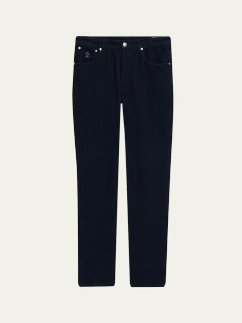 Brunello Cucinelli Men's Micro-Corduroy Straight Leg Five-Pocket Pants
