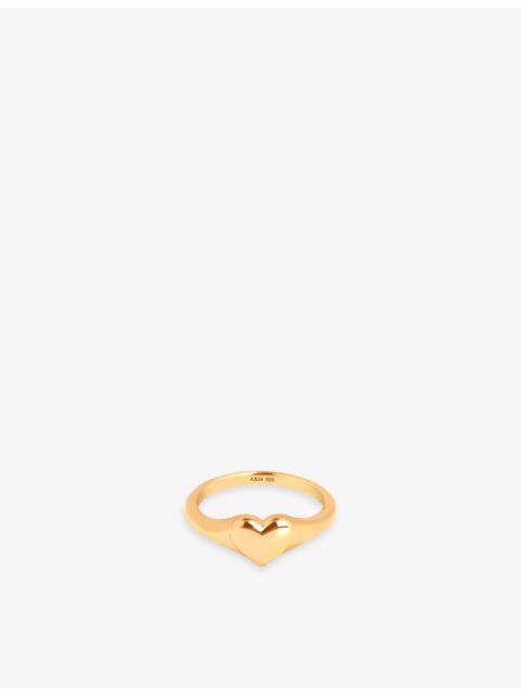 ASTRID & MIYU Heart 18ct yellow gold-plated sterling-silver signet ring
