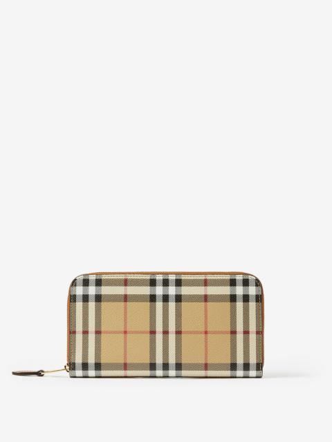 Burberry Check and Leather Ziparound Wallet