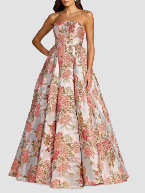 MAC DUGGAL Women's Floral Brocade Strapless Ball Gown - Pastel Multi