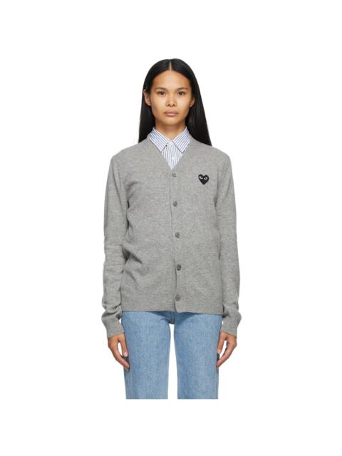Comme des Garçons PLAY Grey & Black Heart Patch V-Neck Cardigan