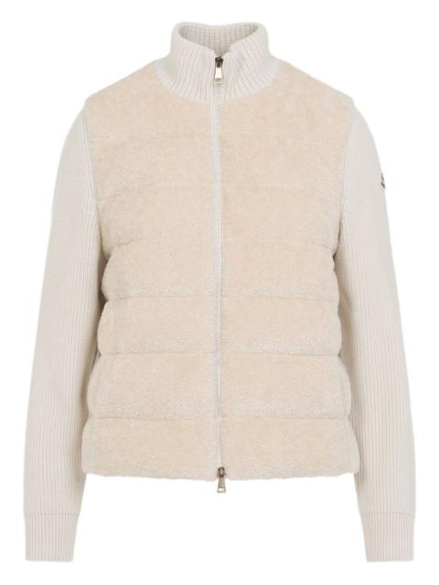 padded teddy wool zip-up cardigan