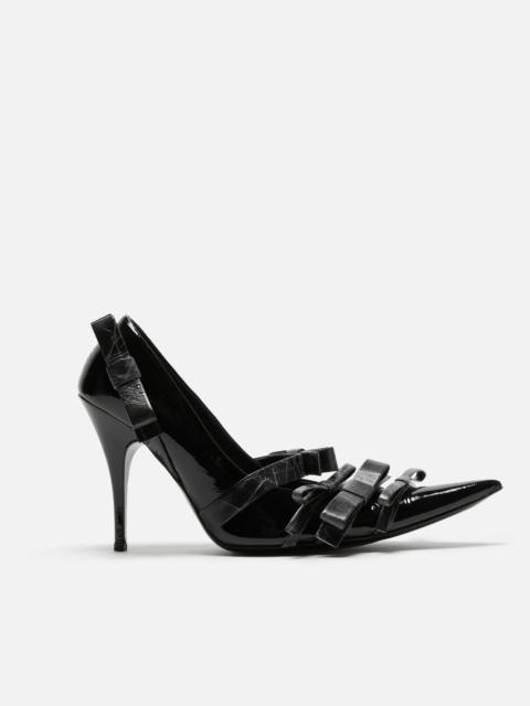 Acne Studios Pointy leather pumps with bows - Black