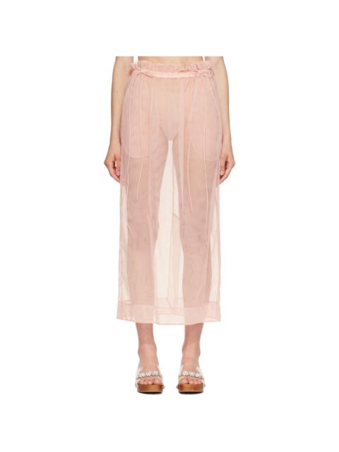 Simone Rocha Pink Gathered Waist Cord Midi Skirt
