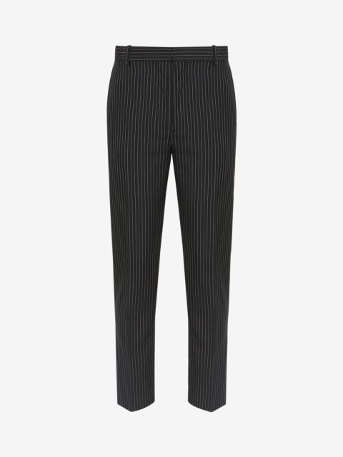 Men's Tailored Cigarette Trousers in Black/white