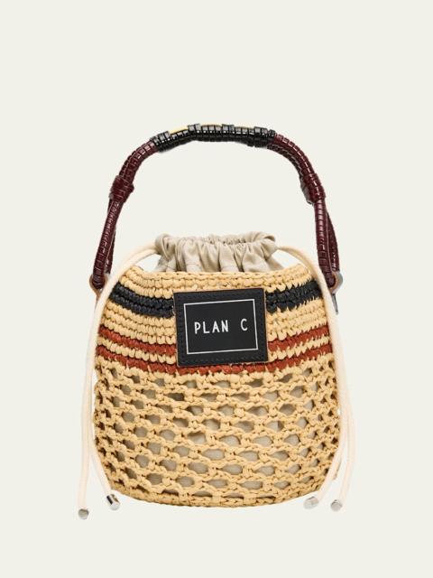 Plan C Woven Raffia Bucket Bag