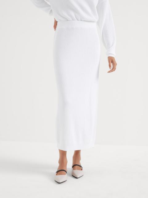 Brunello Cucinelli Cotton English rib knit midi skirt