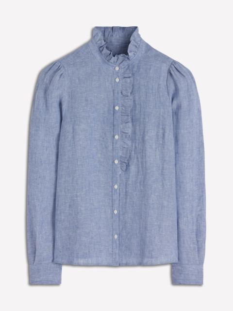 BODEN Isabel Ruffle Linen Shirt-Chambray
