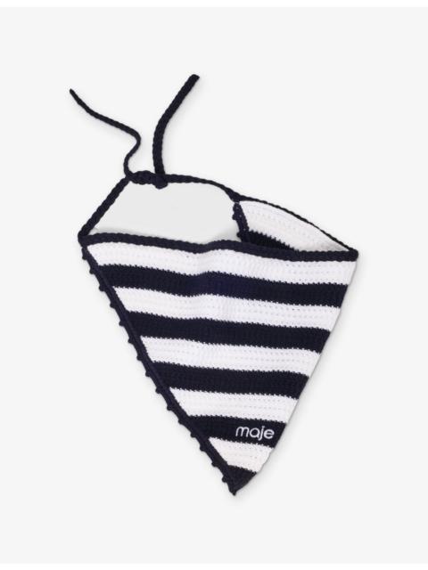 maje Striped Knitted Bandana Scarf