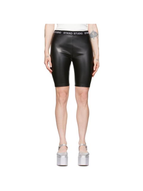 Black Zora Faux-Leather Shorts