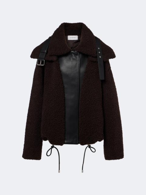 Sportmax Leather-trimmed teddy jacket