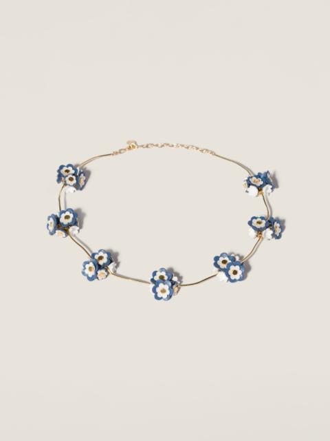 Miu Miu Metal and leather necklace