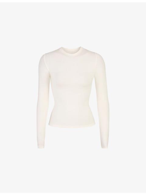 SKIMS Round-neck fitted stretch-cotton T-shirt