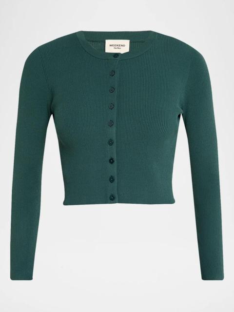 WEEKEND Max Mara Cropped Rib Knit Cardigan