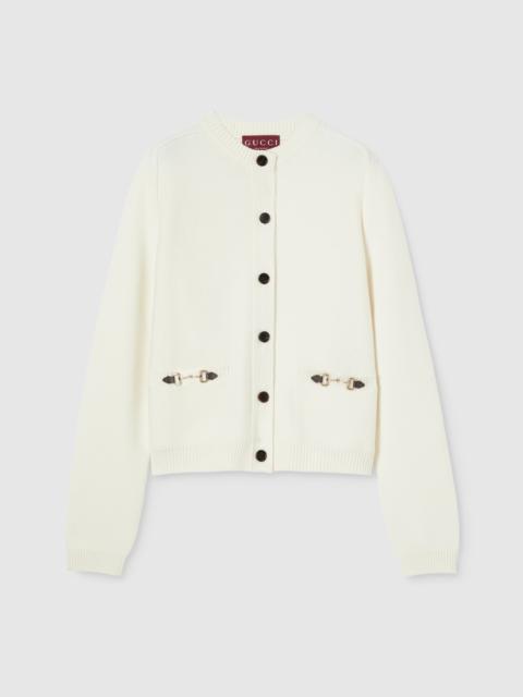 GUCCI Wool cashmere cardigan with Horsebit