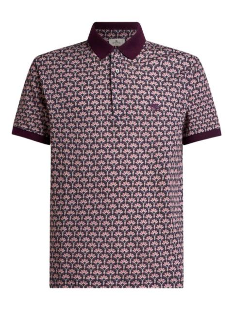 Etro palm-motif cotton polo shirt