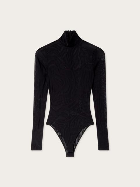 PUCCI HIGH-NECK JACQUARD TULLE BODYSUIT